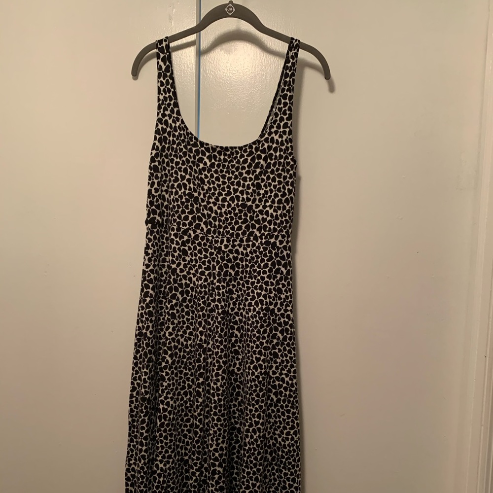 Midi dress - heart print. Black, cream combo